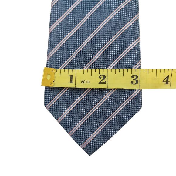Boss Hugo Boss Tie Mens Blue Silk Narrow Stripes Luxury Designer Made in Italy - Picture 11 of 11